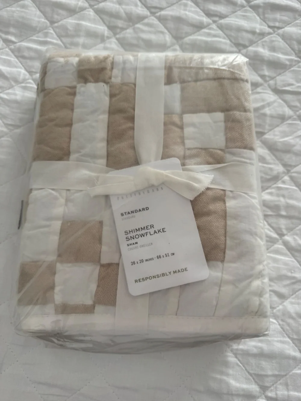 Pottery Barn Quilt Shimmer Sand Full/Queen /c Two Standard Shams
